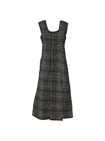 MARNI Marni Plaid Tweed Midi Sleeveless Hidden Button Dress in Grey Wool (view 1)