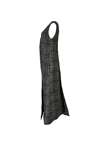 MARNI Marni Plaid Tweed Midi Sleeveless Hidden Button Dress in Grey Wool (view 2)