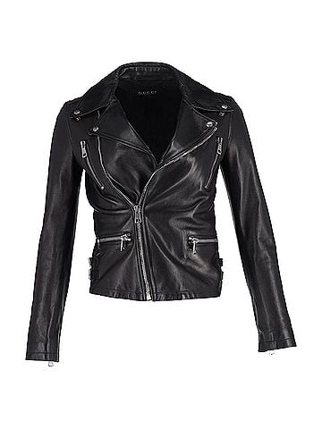 Gucci  Gucci Bird-Embroidered Biker Jacket in Black Leather (view 1)