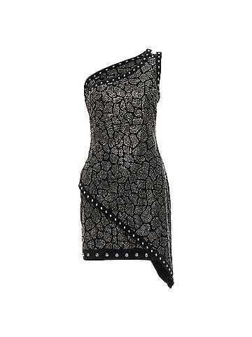 Balmain Balmain Olivier Rousteing silver studded bead embellished velvet dress (view 1)