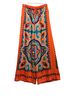Zara 100% Polyester Graphic Orange Green Casual Pants Size S - photo 1