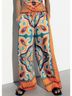 Zara 100% Polyester Graphic Orange Green Casual Pants Size S - photo 3