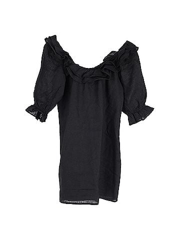 Reformation  Reformation Belted Mini Off-Shoulder Dress in Black Linen (view 1)