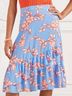 Talbots 100% Viscose Floral Blue Orange Casual Skirt Size M - photo 3