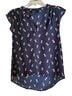 Lipslide Floral Multi Color Blue Short Sleeve Blouse Size S - photo 1