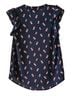 Lipslide Floral Multi Color Blue Short Sleeve Blouse Size S - photo 2