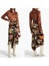 Veronica Beard 92% Silk 8% Spandex 100% Polyester Floral Brown Yellow Red Pink Silk Skirt Size 6 - photo 4