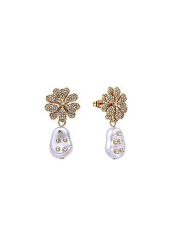 Eye Candy Women's Oceane Pearl Drop Earrings in Gold (view 1)