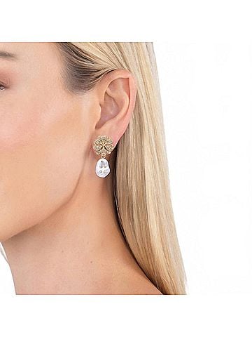 Eye Candy Women's Oceane Pearl Drop Earrings in Gold (view 2)