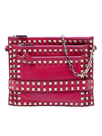Valentino Leather Rockstud Triple Zip Crossbody (view 1)