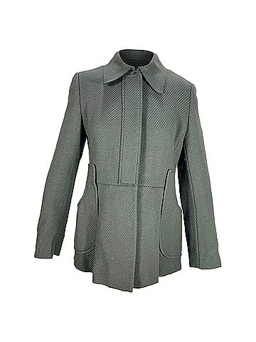 Prada  Prada Herringbone Single-Breasted Peacoat in Grey Wool (view 1)