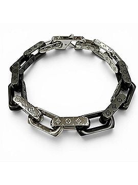 Louis Vuitton LOUIS VUITTON M00687 Bracelet, Monogram Chain, Wrist Circumference 19cm, Silver/Black, Made in Italy, Men's. (view 1)