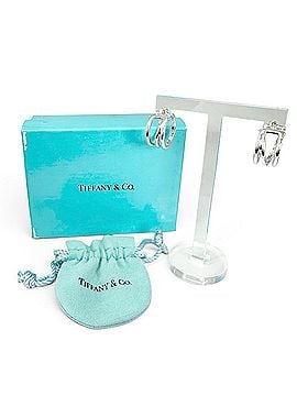 Tiffany & Co. TIFFANY&Co. Tiffany Diagonal SV925 Hoop Earrings (Pair) - Made in Italy, Weight 14g, Women's, Comes with Box and Dust Bag. (view 2)
