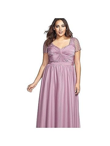 Adrianna Papell Beaded Gathered Front A-Line Chiffon Dress Cocktail Dress (view 1)