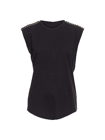 Balmain Balmain Metal Chain Lamb Leather Trim Cotton Tank Top (view 1)