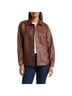 Wildfox 100% Polyester 100% Polyurethane Solid Brown Faux Leather Jacket Size L - photo 1
