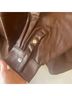 Wildfox 100% Polyester 100% Polyurethane Solid Brown Faux Leather Jacket Size L - photo 5