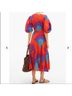 Rhode 100% Cotton Graphic Red Blue Casual Dress Size XS - photo 5