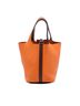 Hermès 100% Leather Orange Bicolor Clemence Picotin 18 One size - photo 1