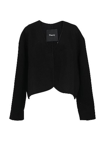 Theory Theory V-Neck Jacket in Black Wool (view 1)