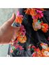Robert Rodriguez Floral Black Pink Orange Linen Pants Size 6 - photo 5