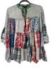Young Threads 100% Viscose Floral Plaid Multi Color Long Sleeve Blouse Size L - photo 1