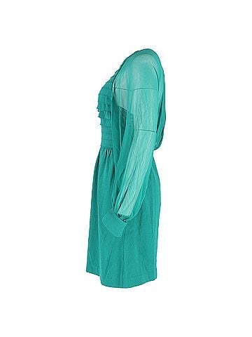 3.1 Phillip Lim  3.1 Phillip Lim Sheer-Accent Knee-Length Dress in Green Wool and Silk (view 2)