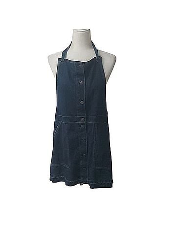 American Eagle Outfitters Raw Hem Denim Halter Coverall Dress Casual Dress (view 1)