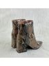 Bamboo 100% Faux Leather Snake Print Multi Color Brown Tan Boots Size 6 - photo 4