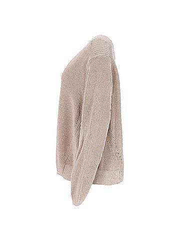 Acne Acne Studios Knitted Scoop Neck Sweater in Brown Linen (view 2)