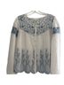 LoveShackFancy Blue White 3/4 Sleeve T-Shirt Size L - photo 1