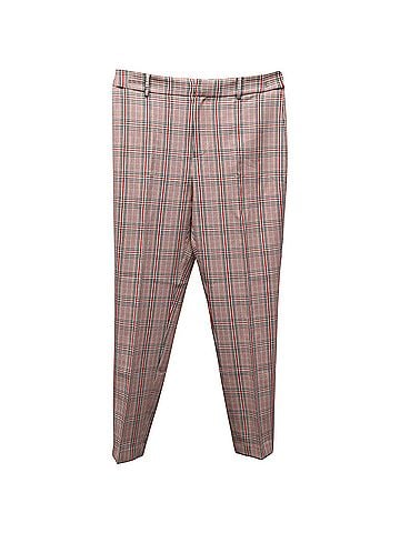 Iris & Ink Iris & Ink Plaid Print Straight-Leg Trousers in Red Polyester (view 1)
