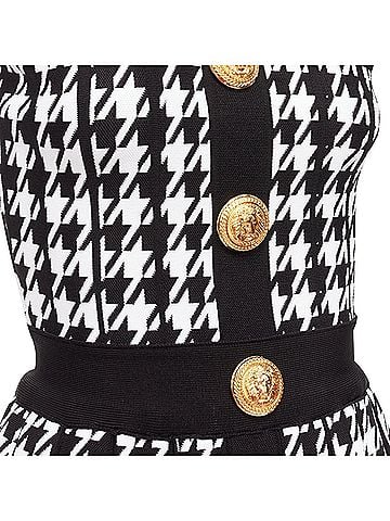 Balmain Balmain houndstooth lion button halter mini dress (view 2)