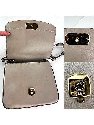 Chloé Chloe Shiny Calfskin Suede Small C Motty Gray Shoulder Bag (view 2)