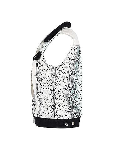 Sandro Sandro Paris  Snake Print Vest in White Cotton Denim (view 2)