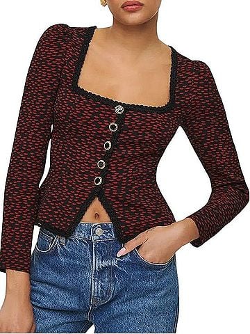 Reformation Nikky 3/4 Sleeve Blouse (view 1)