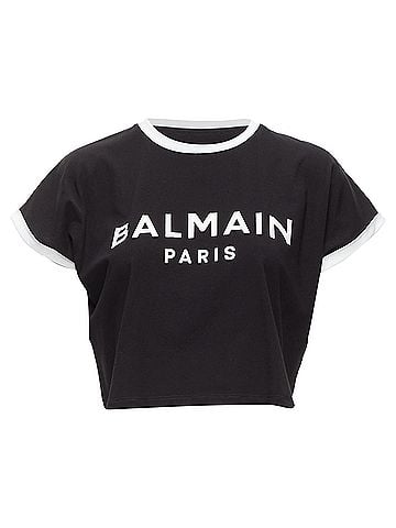 Balmain Balmain logo cap short sleeve rr cropped tshirt  (view 1)