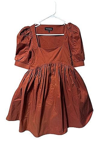 En Saison Terracotta Puff Sleeve Dress Casual Dress (view 1)