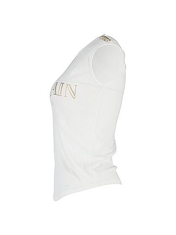 Balmain  Balmain Logo Print Tank Top in White Cotton (view 2)