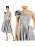 Mac Duggal 100% Polyester Solid Silver Cocktail Dress Size 4 - photo 2