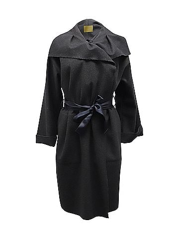 Lanvin Lanvin Shawl Long Coat in Black Wool (view 1)