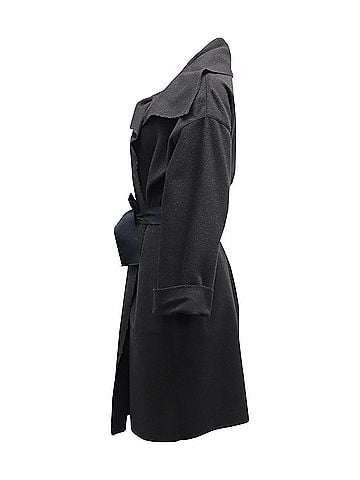 Lanvin Lanvin Shawl Long Coat in Black Wool (view 2)