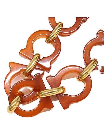 Salvatore Ferragamo Salvatore Ferragamo Gancini Chain Choker, Brown Gold, Women's (view 2)
