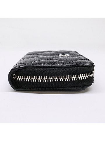 Chanel CHANEL AP0216 Classic Zip Coin Purse, Caviar Skin, Black with Silver Hardware, Women's (view 2)