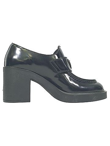Prada Prada Chocolate High-Heeled Loafers in Black Leather (view 1)