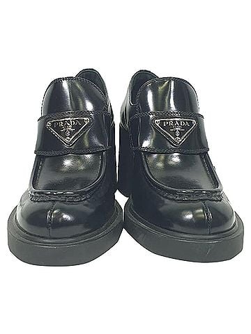 Prada Prada Chocolate High-Heeled Loafers in Black Leather (view 2)