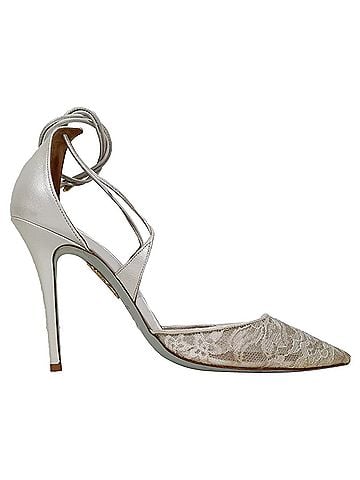 Aquazzura  Aquazzura Matilde Lace Bridal Pumps in White Polyester (view 1)