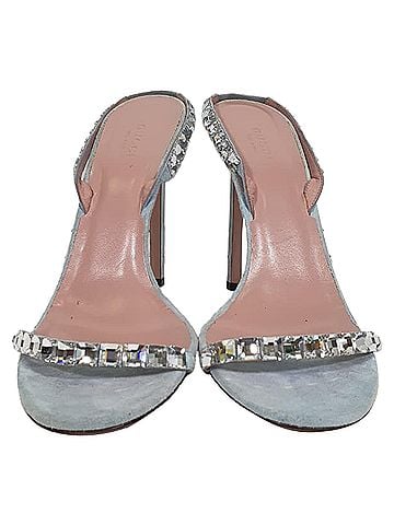 Gucci Gucci Crystal-Embellished Slingback Sandal Heels in Blue Suede (view 2)