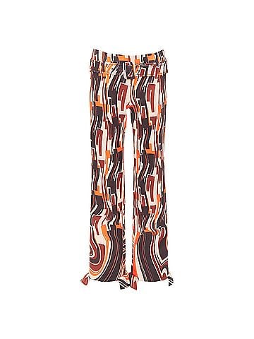 Prada PRADA 2019 Runway orange black geometric swirl belted ruffled hem pants IT38 XS (view 1)