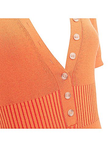 Jacquemus JACQUEMUS Le Body Yauco orange ribbed knit plunge polo bodysuit top FR36 S (view 2)